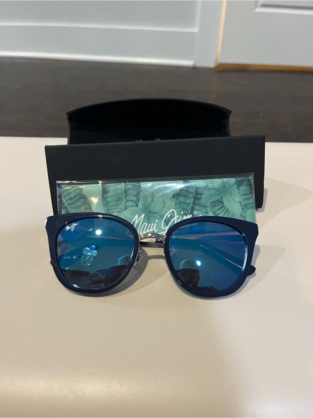 Maui Jim Women's Navy Frame Blue Mirrored Sunglasses